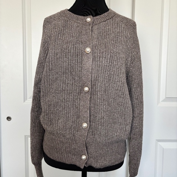 *NWT* And Now This Cardigan Sweater, Heather Mocha, Big Faux Pearl Buttons, Sz S - Picture 1 of 9